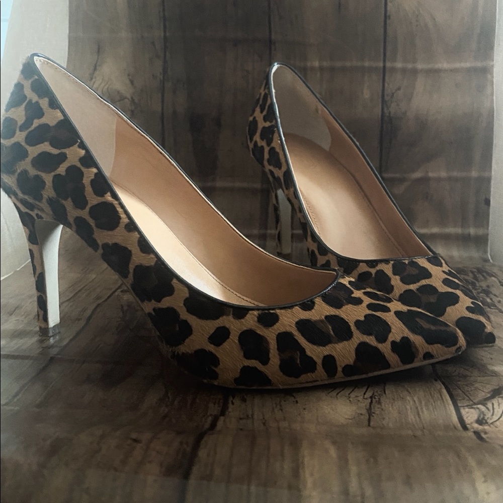 J Crew Elsie Pumps in Leopard Calf Hair